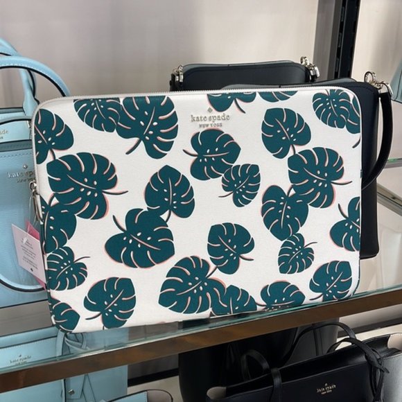 Kate Spade Darcy Monstera Leaves Laptop Sleeve Cream Multi - Picture 5 of 16